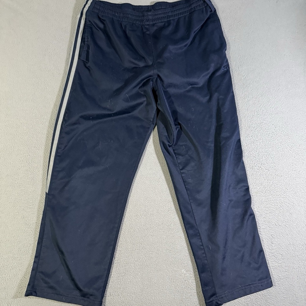 Vtg Starter Track Pants Lined Mens XL Navy Striped Wide Leg Baggy 90s‎ Y2K